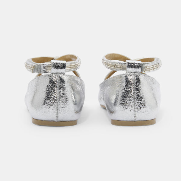 حذاء باليرينا متقاطعة بمظهر قزحي باللون الرمادي للفتيات